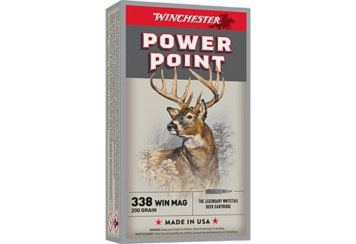 Winchester Power Point Ammunition - 338 Winchester Magnum - 200 Grain Power Point - 20 Rounds