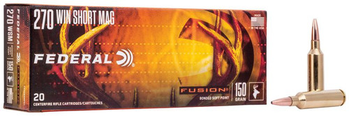 Federal Fusion Ammunition - 270 Winchester Short Mag - 150 Grain Soft Point - 20 Rounds