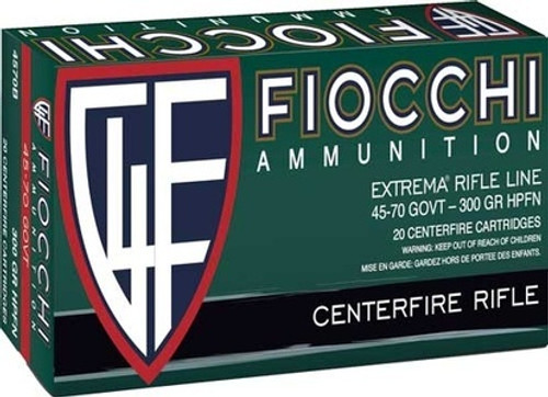 Fiocchi Ammunition - 45-70 Government - 300 Grain Hollow Point Flat Nose - 20 Rounds