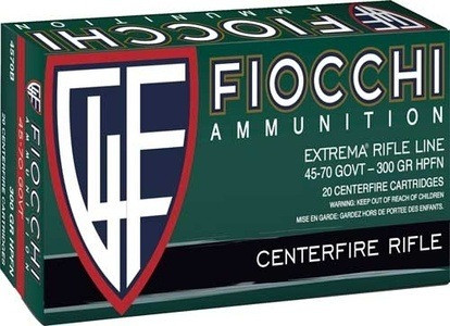 Fiocchi Ammunition - 45-70 Government - 300 Grain Hollow Point Flat Nose - 20 Rounds
