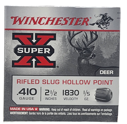 Winchester Super-X Ammunition - 410 Bore - 2 1/2" - 1/5 Oz Rifled Slug Hollow Point - 5 Rounds