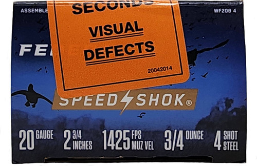 Federal Speed Shok Ammunition - 20 Gauge - 2 3/4" - 3/4 Oz. - 4 Steel Shot - 25 Rounds - FACTORY SECONDS
