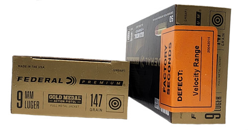 Federal Premium Ammunition - 9 MM Luger - 147 Grain Full Metal Jacket - 50 Rounds - FACTORY SECONDS