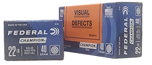 Federal Champion Ammunition - 22 Long Rifle - 40 Grain Lead Round Nose - 50 Rounds - FACTORY SECONDS