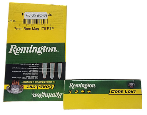 Remington Core-Lokt Ammunition - 7 MM Remington Magnum - 175 Grain Pointed Soft Point - 20 Round - FACTORY SECONDS