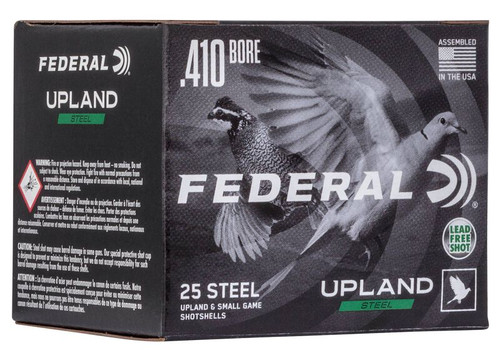Federal Upland Ammunition - 410 Bore - 3" - 3/8 Ounce - 7 1/2 Steel Shot - 25 Rounds