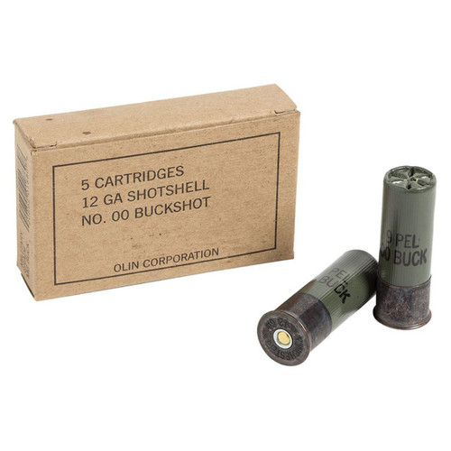 Winchester Military Grade Ammunition - 12 Ga - 2 3/4" - 00 Buck - 9 Pellets - 5 Rounds