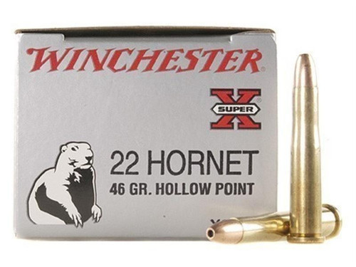 Winchester Super-X Ammunition - 22 Hornet - 46 Grain Jacketed Hollow Point - 50 Rounds Winchester Super-X Ammunition - 22 Hornet - 46 Grain Jacketed Hollow Point - 50 Rounds