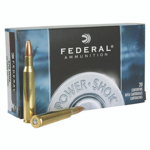 Federal Premium Ammunition - 270  Winchester - 130 Grain Soft Point - 20 Rounds - Brass Case