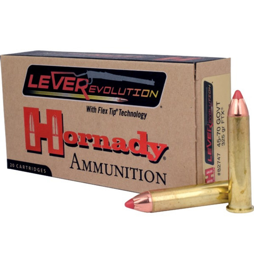 Hornady LEVERevolution Ammunition - 45-70 Government - 325 Grain Flex Tip eXpanding - 20 Rounds - Brass Case Hornady LEVERevolution Ammunition - 45-70 Government - 325 Grain Flex Tip eXpanding - 20 Rounds - Brass Case