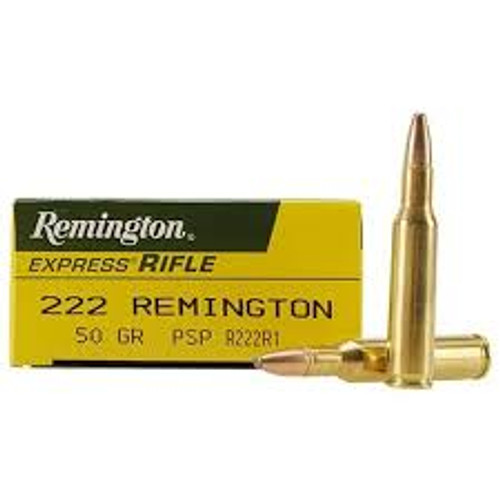 Remington Rifle Ammunition - 222 Remington - 50 Grain Pointed Soft Point - 20 Rounds Remington Rifle Ammunition - 222 Remington - 50 Grain Pointed Soft Point - 20 Rounds