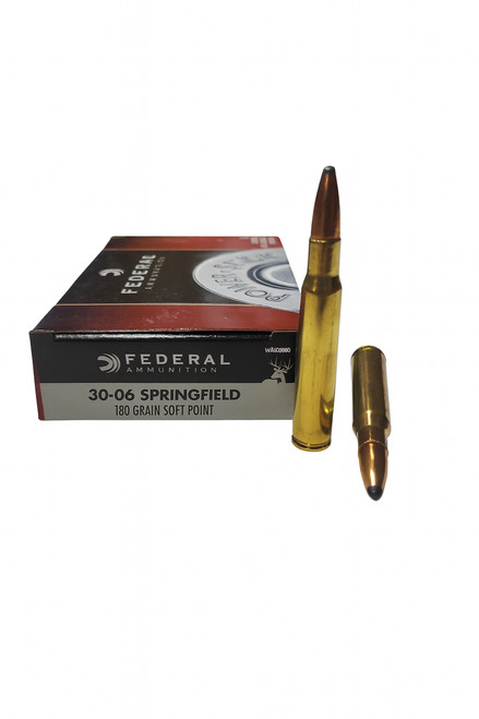 Federal Ammunition - 30-06 Springfield - 180 Grain Soft Point - 20 Rounds - Brass Case Federal Ammunition - 30-06 Springfield - 180 Grain Soft Point - 20 Rounds - Brass Case