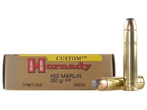Hornady Ammunition - 450 Marlin - 350 Grain Interlock FP - 20 Rounds - Brass Case Hornady Ammunition - 450 Marlin - 350 Grain Interlock FP - 20 Rounds - Brass Case