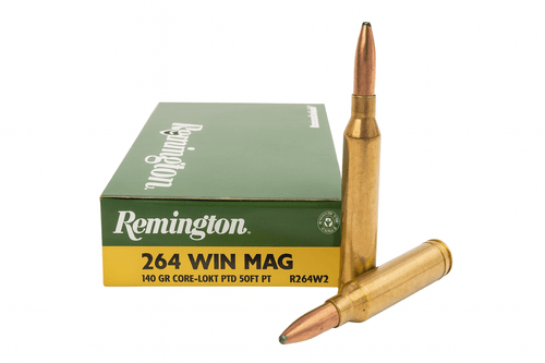 Remington Core-Lokt Ammunition - 264 Win Mag -  140 Grain Soft Point - 20 Rounds  - Brass Case