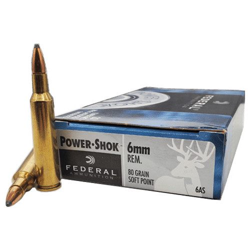 Federal PowerShok Ammunition - 6 MM Remington - 80 Grain Soft Point - 20 Rounds Federal PowerShok Ammunition - 6 MM Remington - 80 Grain Soft Point - 20 Rounds
