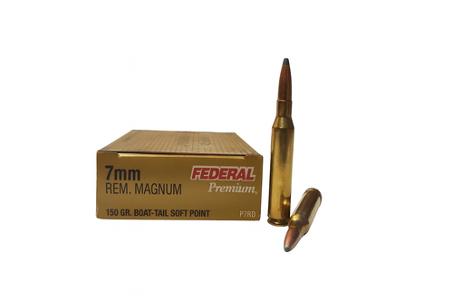 Federal Premium Ammunition - 7 MM Remington Magnum - 150 Grain Boat Tail Soft Point - 20 Rounds Federal Premium Ammunition - 7 MM Remington Magnum - 150 Grain Boat Tail Soft Point - 20 Rounds