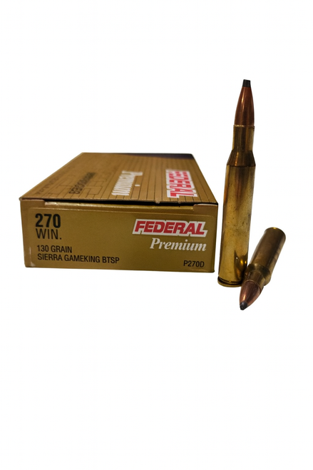 Federal Premium Ammunition - 270 Winchester - 130 Grain Sierra Boat Tail Soft Point - 20 Rounds - Brass Case Federal Premium Ammunition - 270 Winchester - 130 Grain Sierra Boat Tail Soft Point - 20 Rounds - Brass Case