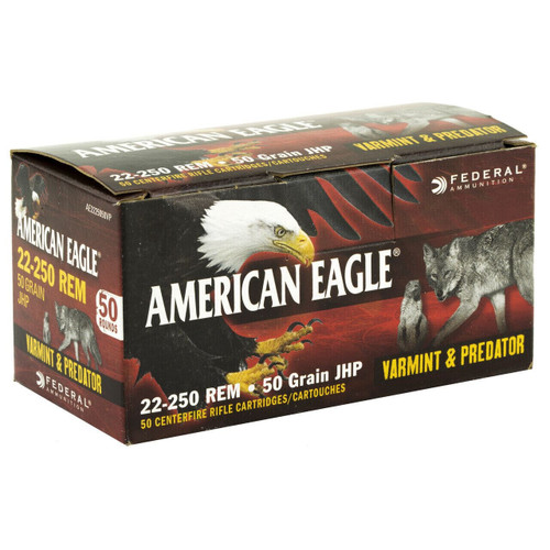 Federal AE Ammunition - 22-250 Remington - 50 Grain Jacketed Hollow Point - 50 Rounds Federal AE Ammunition - 22-250 Remington - 50 Grain Jacketed Hollow Point - 50 Rounds