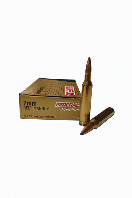 Federal Premium Ammunition - 7 MM Remington Magnum - 140 Grain Nosler Partition - 20 Rounds Federal Premium Ammunition - 7 MM Remington Magnum - 140 Grain Nosler Partition - 20 Rounds