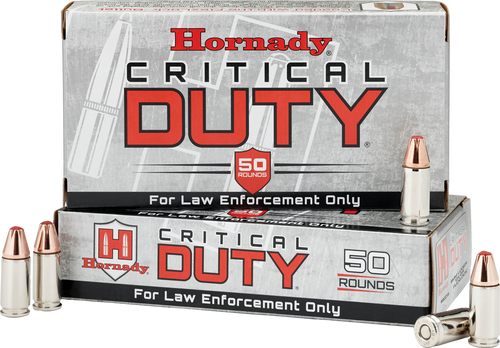 Hornady 9mm Luger +P 124 Grain Critical Duty LE - 50 Rounds - Brass Case Hornady 9mm Luger +P 124 Grain Critical Duty LE - 50 Rounds - Brass Case