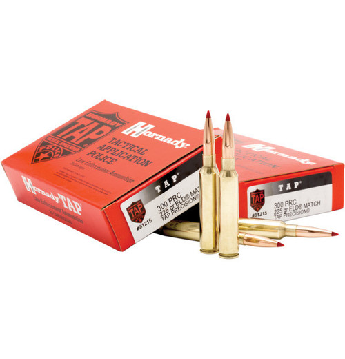 HORNADY 300 PRC 225 GRAIN ELD MATCH LE TAP - 20 ROUNDS - BRASS CASE HORNADY 300 PRC 225 GRAIN ELD MATCH LE TAP - 20 ROUNDS - BRASS CASE
