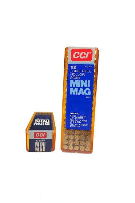 CCI Mini Mag Ammunition - 22 Long Rifle - 36 Grain Copper Hollow Point - 100 Rounds - Brass Case CCI Mini Mag Ammunition - 22 Long Rifle - 36 Grain Copper Hollow Point - 100 Rounds - Brass Case