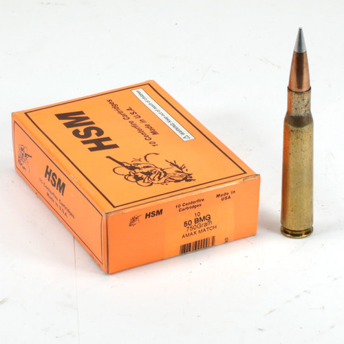 HSM Ammunition - 50 BMG - 750 Grain A-MAX - 10 Rounds HSM Ammunition - 50 BMG - 750 Grain A-MAX - 10 Rounds