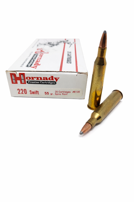 Hornady Custom Ammunition - 220 Swift - 55 Grain Spire Point - 20 Rounds - Brass Case