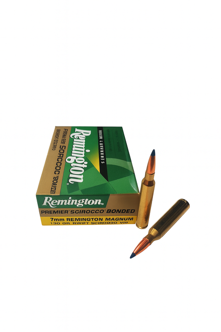 Remington Premier Ammunition - 7 MM Remington Magnum - 150 Grain Swift Scirocco - 20 Round Remington Premier Ammunition - 7 MM Remington Magnum - 150 Grain Swift Scirocco - 20 Round