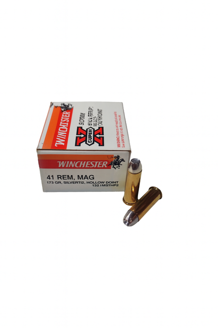 Winchester Ammunition - 41 Rem Magnum - 175 Grain Silver tip Jacketed Hollow Point - 20 Rounds Winchester Ammunition - 41 Rem Magnum - 175 Grain Silver tip Jacketed Hollow Point - 20 Rounds