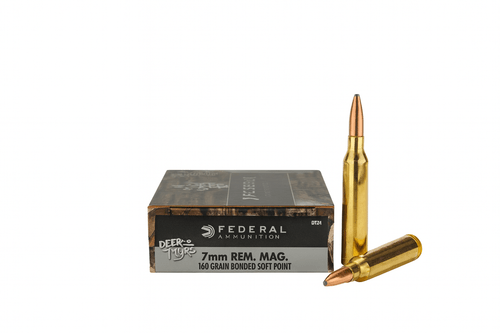 Federal Ammunition - 7 MM Remington Magnum - 160 Grain Bonded Soft Point - 20 Rounds - Brass Case