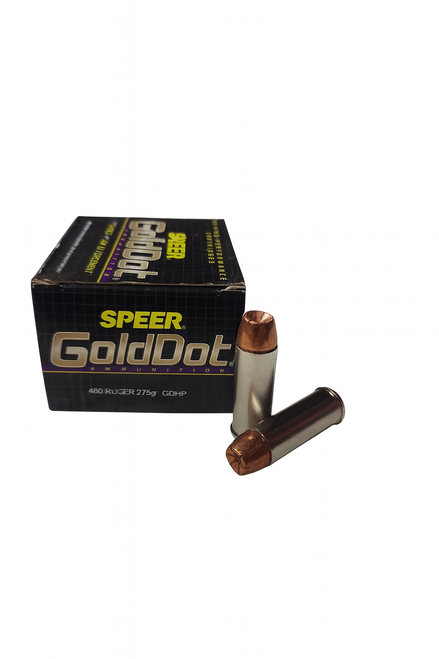 Speer Gold Dot Ammunition - 480 Ruger - 275 Grain Gold Dot Hollow Point - 20 Rounds Speer Gold Dot Ammunition - 480 Ruger - 275 Grain Gold Dot Hollow Point - 20 Rounds