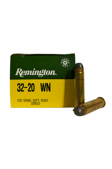 Remington High Velocity Rifle Ammunition - 32-20 Winchester - 100 Grain Soft Point - 50 Rounds - Brass Case Remington High Velocity Rifle Ammunition - 32-20 Winchester - 100 Grain Soft Point - 50 Rounds - Brass Case