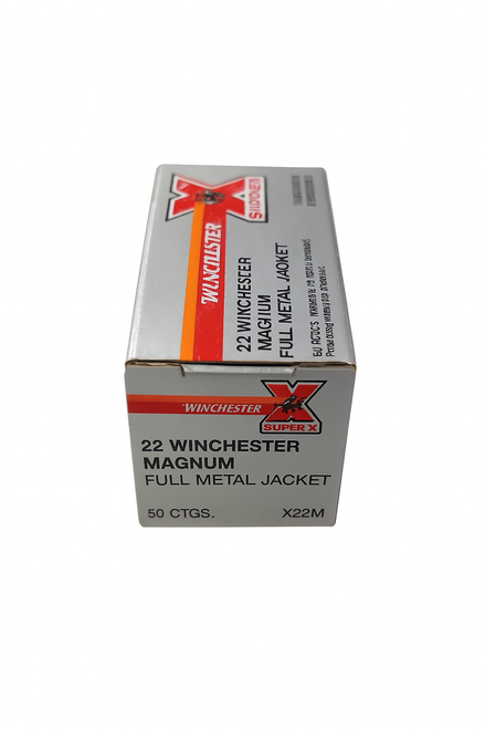Winchester Super X - 22 Winchester Magnum Rimfire - 40 Grain Full Metal Jacket - 50 Rounds - Brass Case Winchester Super X - 22 Winchester Magnum Rimfire - 40 Grain Full Metal Jacket - 50 Rounds - Brass Case