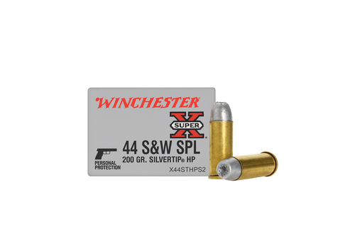 Winchester Super-X Ammunition - 44 S&W Special - 200 Grain Silver tip Jacketed Hollow Point - 20 Rounds Winchester Super-X Ammunition - 44 S&W Special - 200 Grain Silver tip Jacketed Hollow Point - 20 Rounds