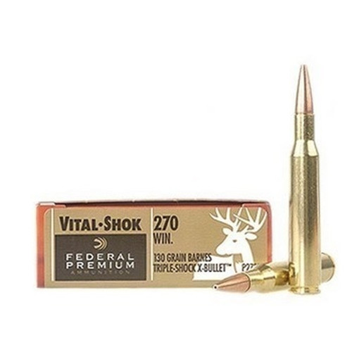 Federal Premium  Ammunition - 270 Winchester - 130 Grain Barnes TSX - 20 Rounds - Nickel Plated Brass Case