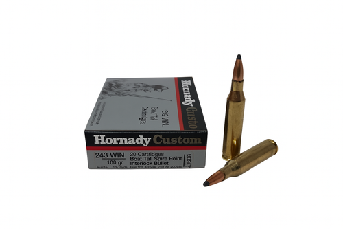 Hornady Custom Ammunition - 243 Winchester - 100 Grain Interlock Spire Point - 20 Rounds