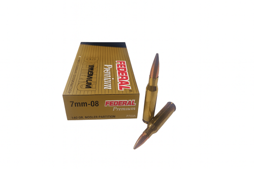 Federal Premium Ammunition - 7MM-08 Remington - 140 Grain Nosler Partition - 20 Rounds - Brass Case