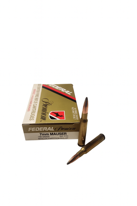 Federal Premium Ammunition - 7 MM Mauser - 140 Grain Nosler Partition - 20 Rounds - Brass Case