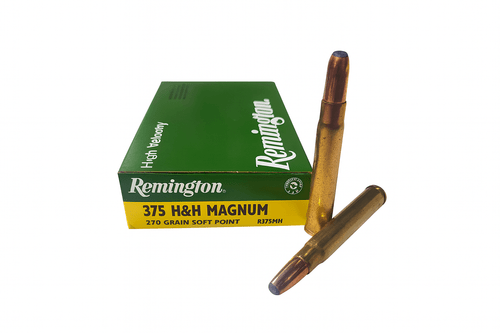Remington High Velocity Ammunition - 375 H&H Magnum - 270 Grain Soft Point - 20 Rounds - Brass Case