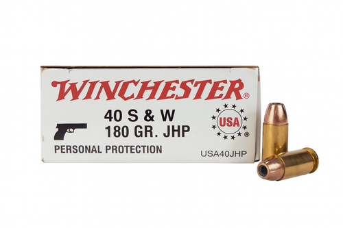 Winchester Ammunition -  40 S&W - 180 Grain Jacketed Hollow Point - 50 Rounds - Brass Case Winchester Ammunition -  40 S&W - 180 Grain Jacketed Hollow Point - 50 Rounds - Brass Case