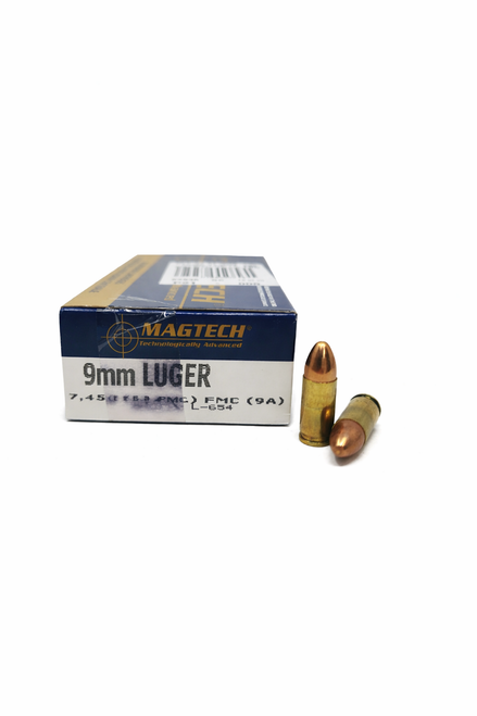 Magtech  Ammunition - 9 MM Luger - 115 Grain Full Metal Jacket - 50 Rounds - Brass Case
