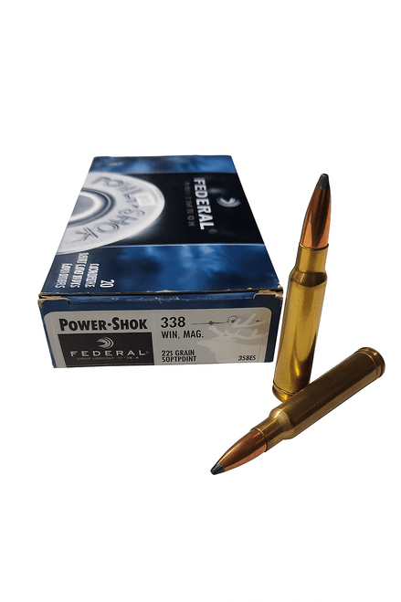 Federal Power-Shok  Ammunition - 338 Winchester Magnum - 225 Grain Soft Point - 20 Rounds