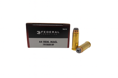 Federal Ammunition - 44 Remington Magnum - 240 Grain Jacketed Hollow Point - 50 Rounds - Brass Case