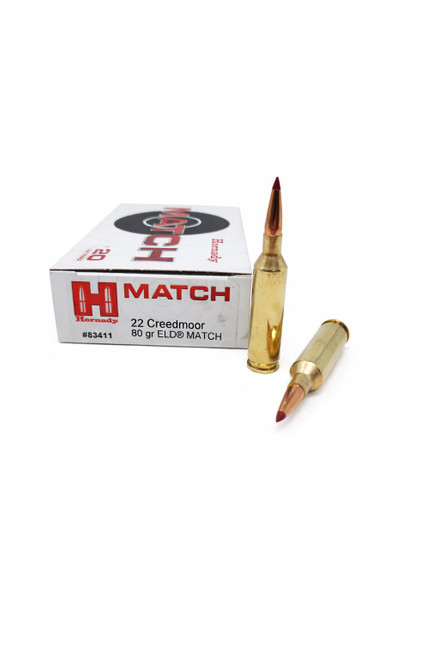Hornady Match Ammunition - 22 Creedmoor - 80 Grain ELD Match - 20 Rounds