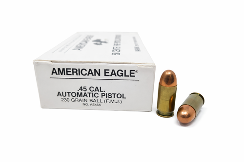 Federal AE Ammunition - 45 Auto - 230 Grain Full Metal Jacket - 50 Rounds - Brass Case