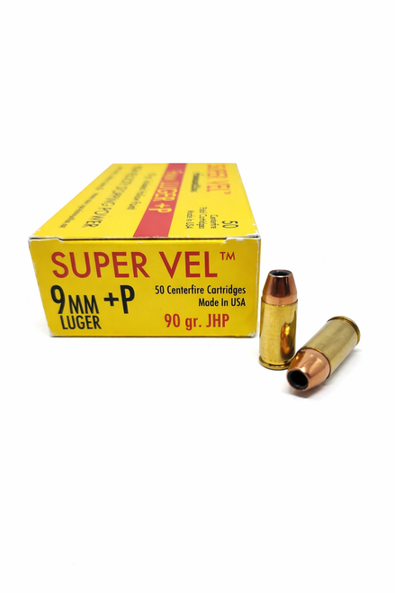 Super Vel | 9 MM Luger +P | 90 Grain Jacketed Hollow Point | 50 Rounds