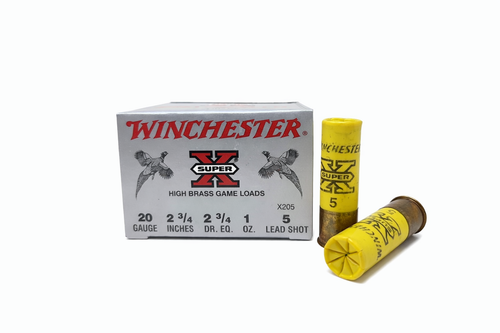Winchester Super-X Ammunition - 20 Gauge - 2 3/4" - 2 3/4 Dram EQ. - 1 Oz. - 5 Lead Shot - 25 Rounds