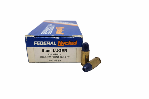 Federal Nyclad Ammunition - 9 MM Luger - 124 Grain Hollow Point - 50 Rounds - Brass Case