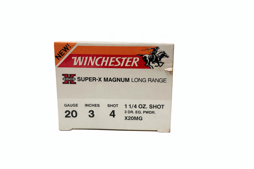 Winchester Super X Magnum Ammunition - 20 Gauge - 3" - 3 DR. EQ. - 1 1/4 Oz - 4 Lead Shot - 25 Rounds